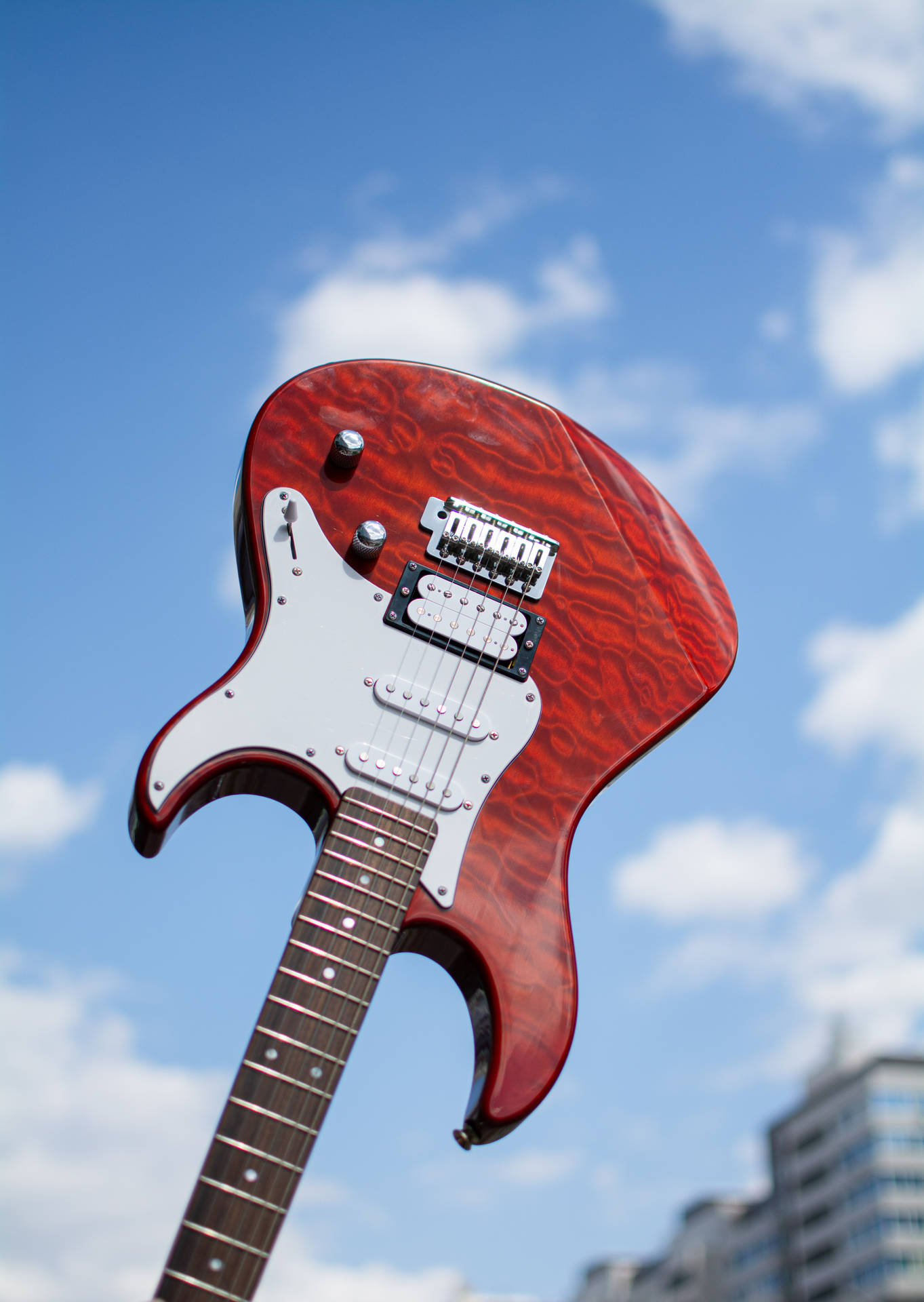 Aesthetic Music Red Electric Guitar Background