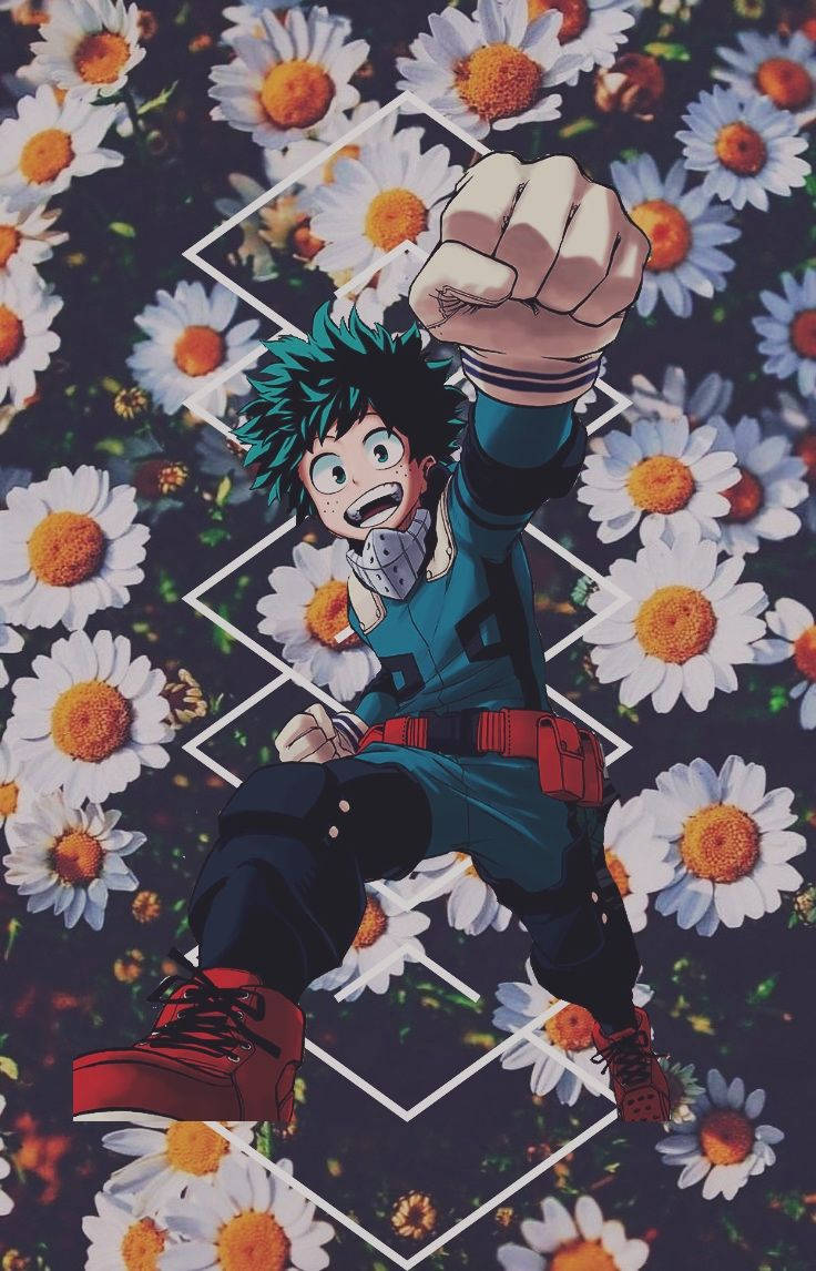 Aesthetic My Hero Academia Midoriya With Daisies Background