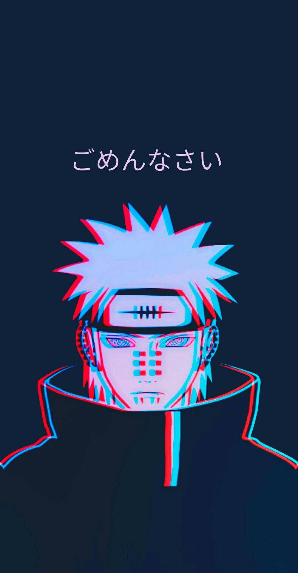 Aesthetic Naruto Pain Glitch Art Background