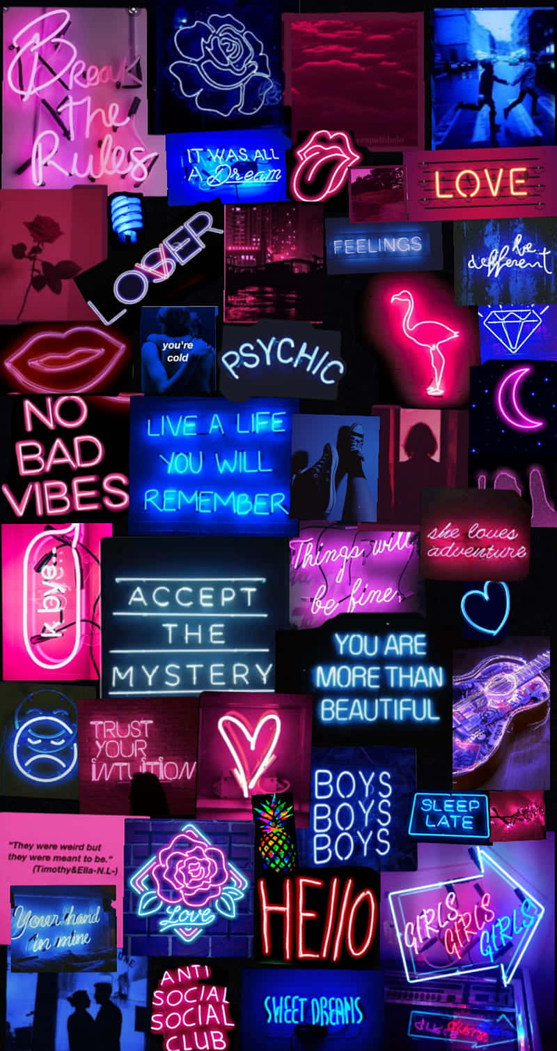 Aesthetic Neon Lights Brighten Up The Night. Background