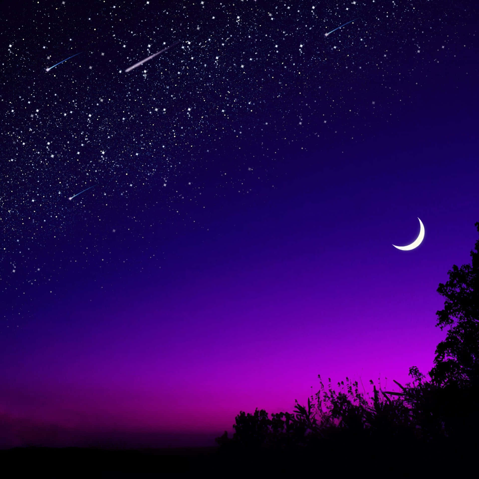 Aesthetic Night Sky Shooting Stars Background