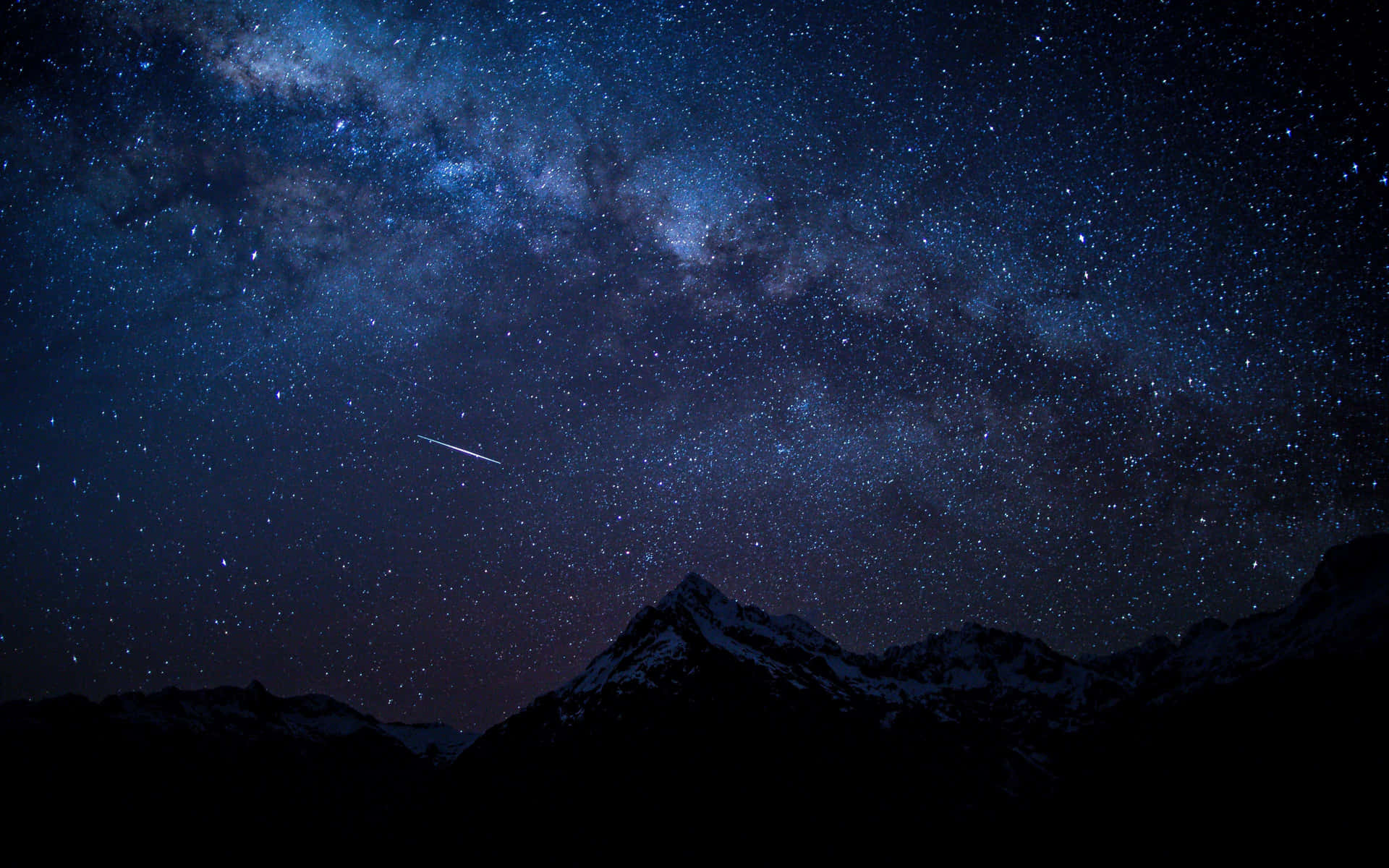 Aesthetic Night Sky With Mountains Background