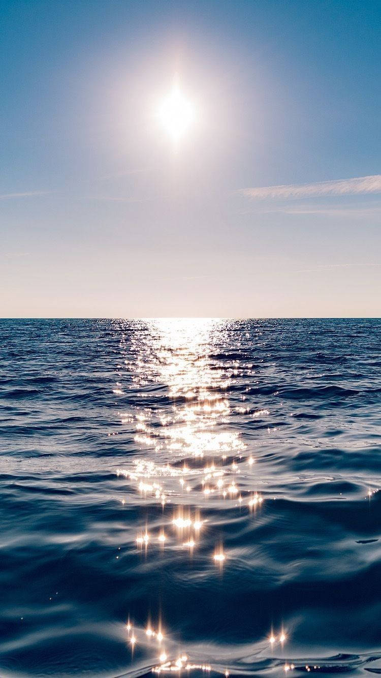 Aesthetic Ocean Reflecting Sunlight Background