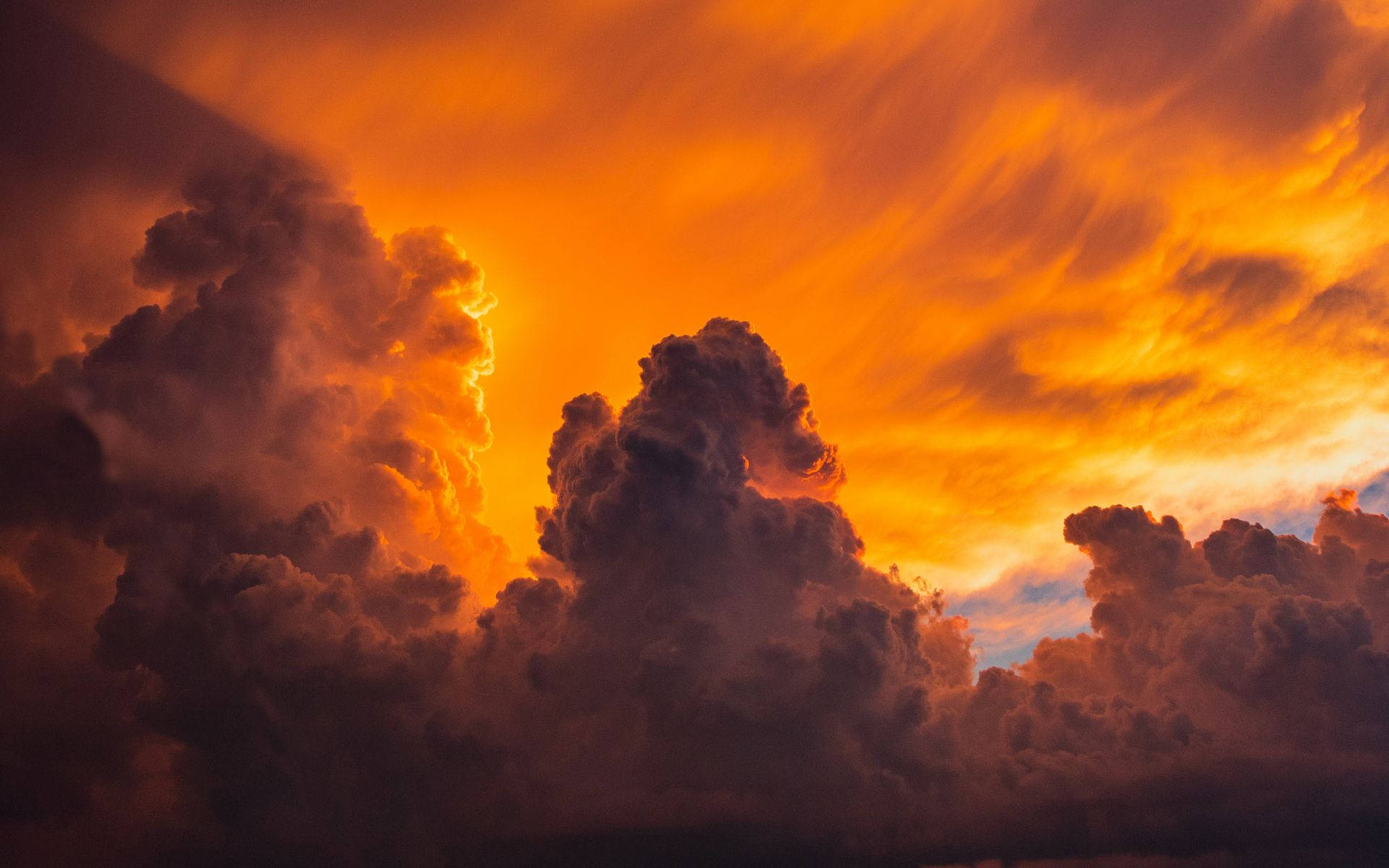 Aesthetic Orange Clouds Sunset Desktop