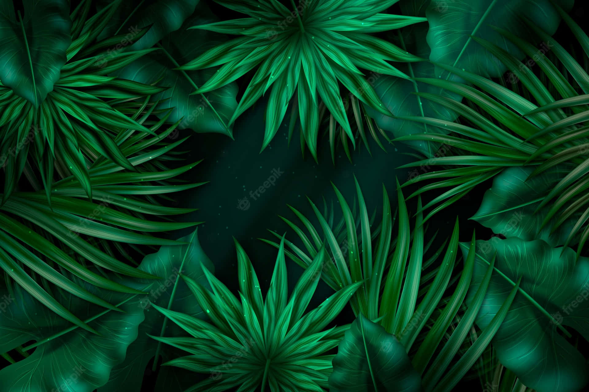 Aesthetic Palm Leaves Clumped Together Background