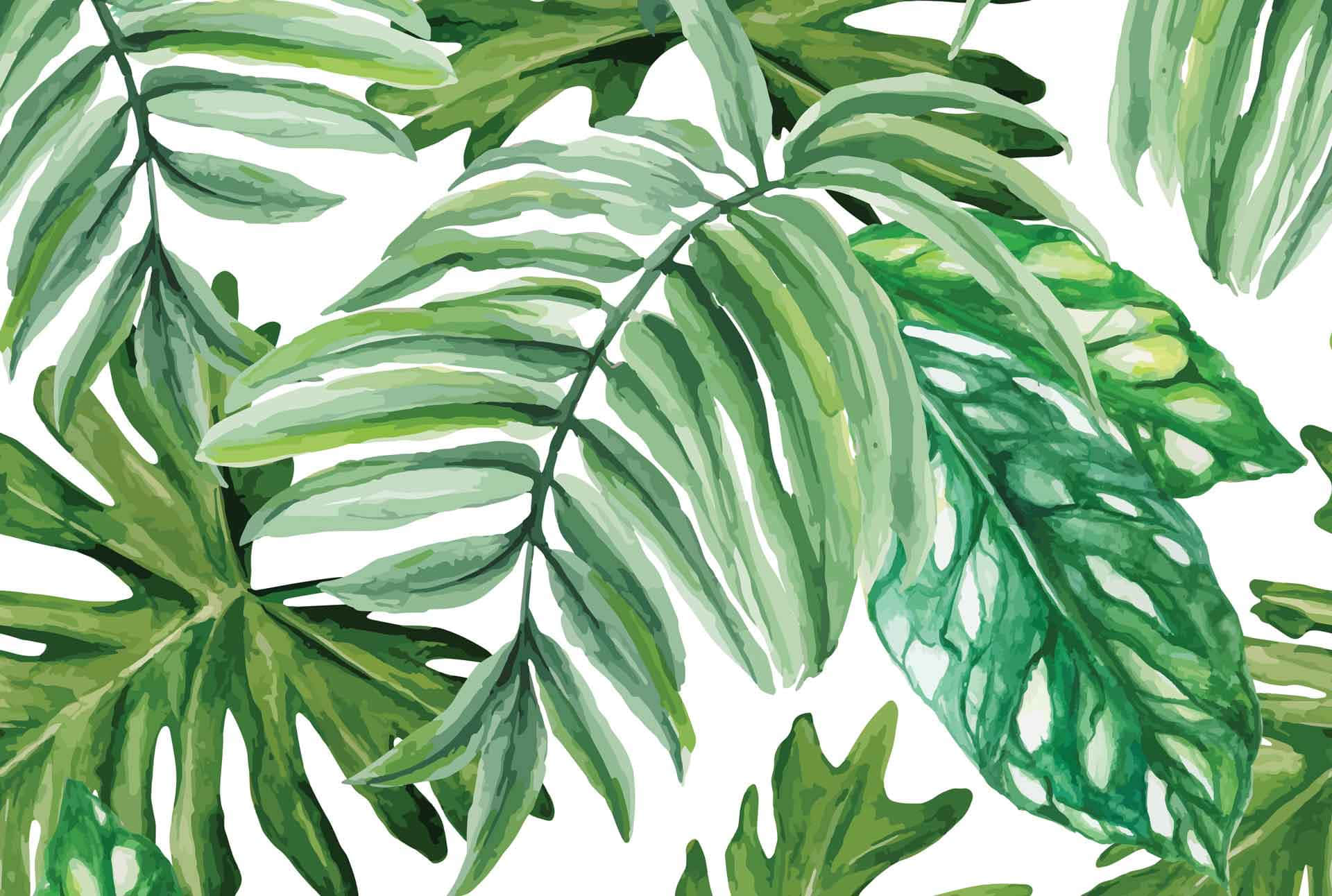 Aesthetic Palm Leaves Watercolor Art Background