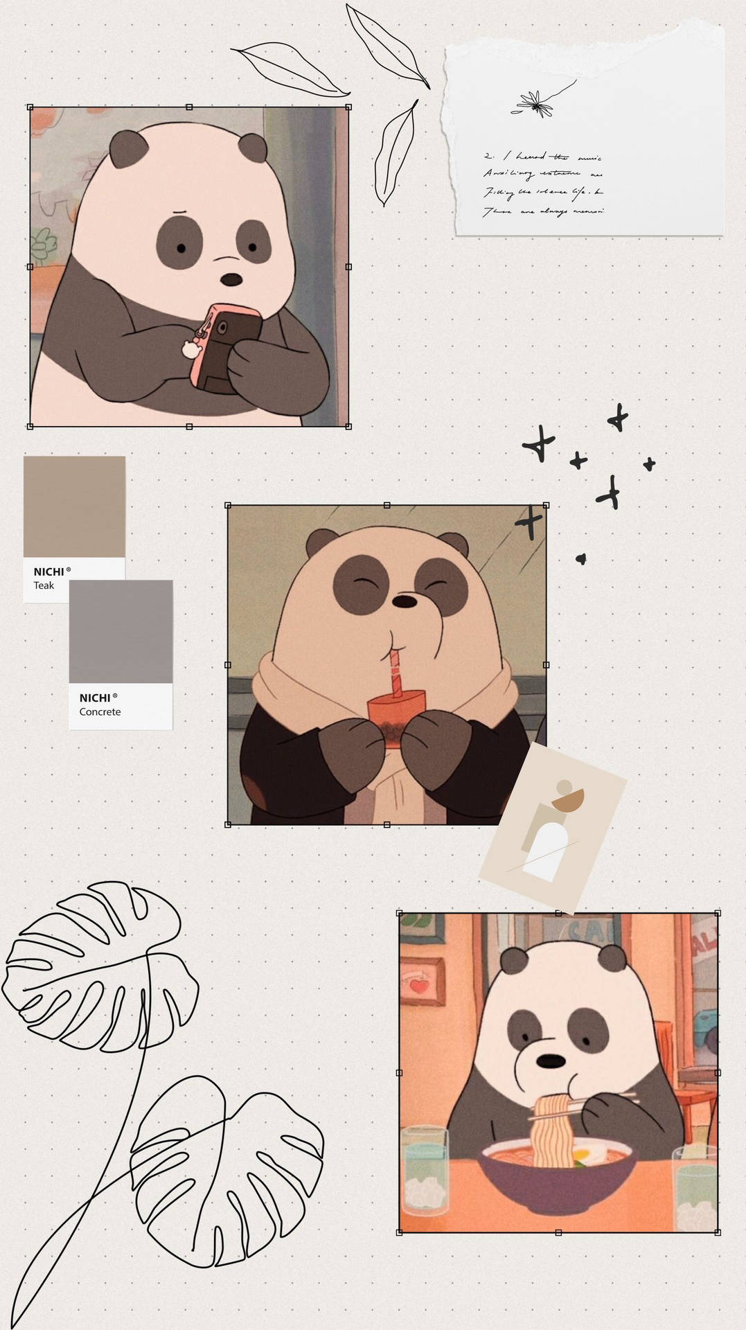 Aesthetic Panda Bear Eating Background