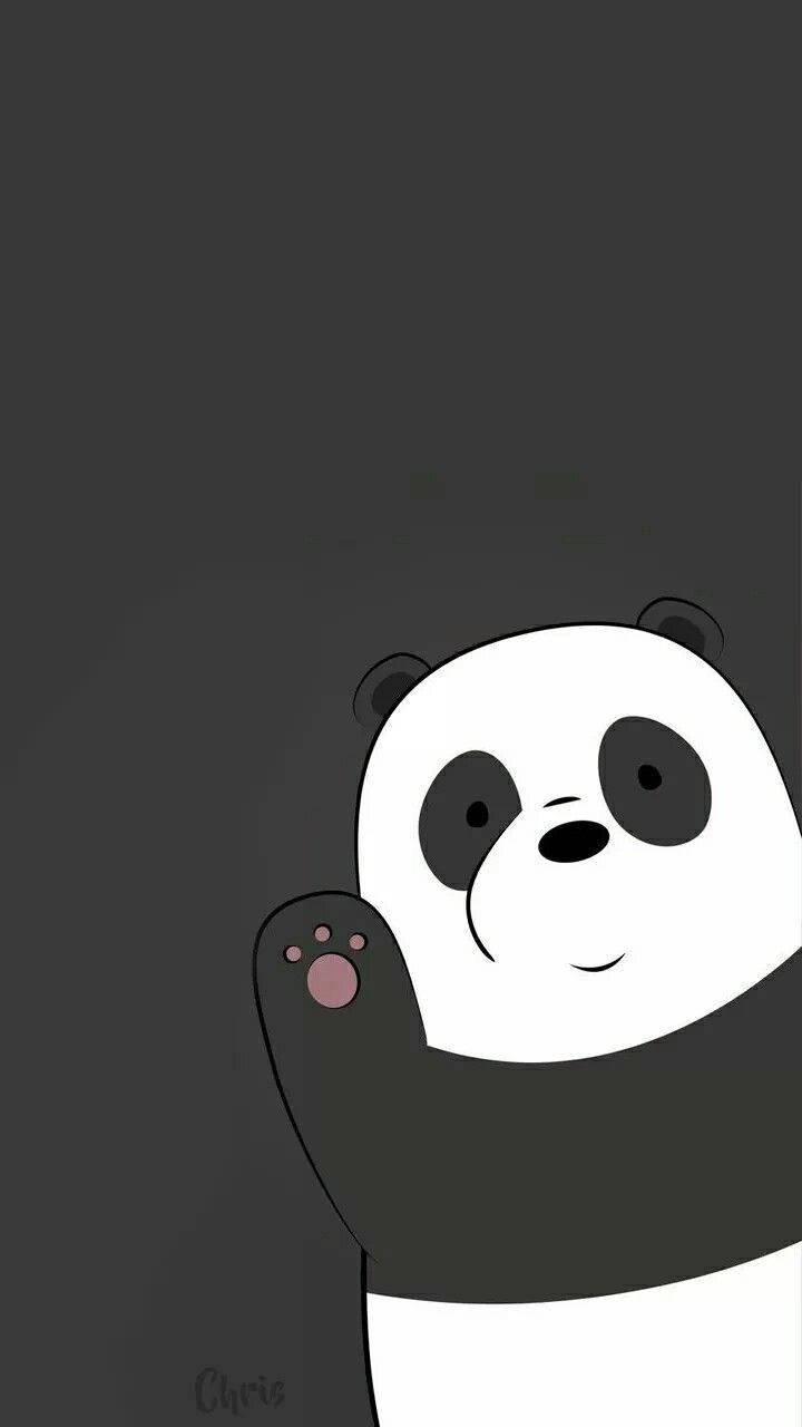 Aesthetic Panda Bear Saying Hi Background