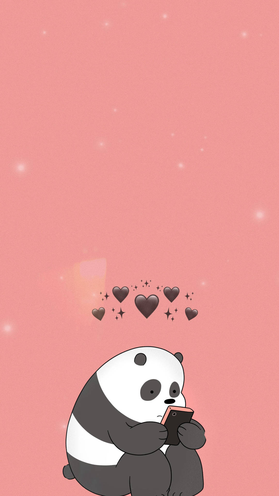 Aesthetic Panda Black Hearts Background