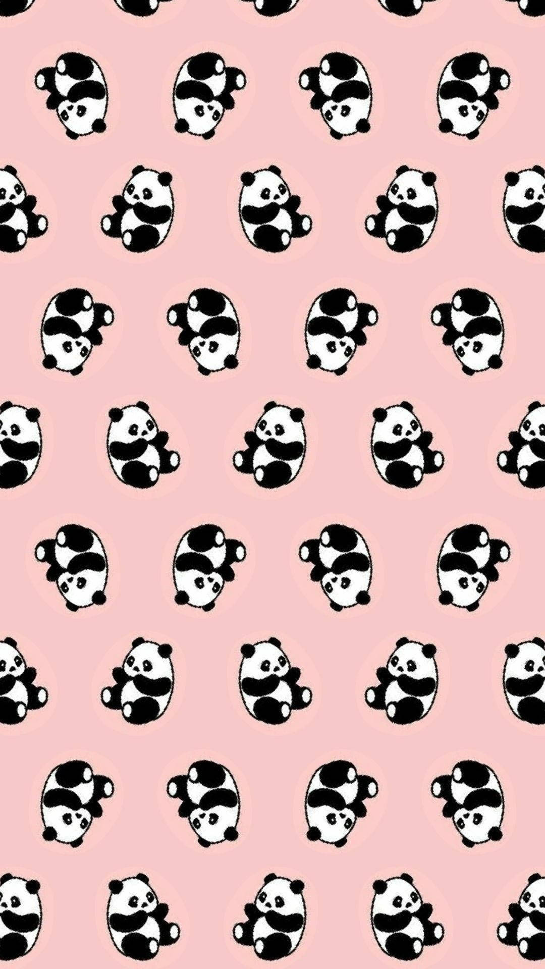 Aesthetic Panda Pink Pattern Background