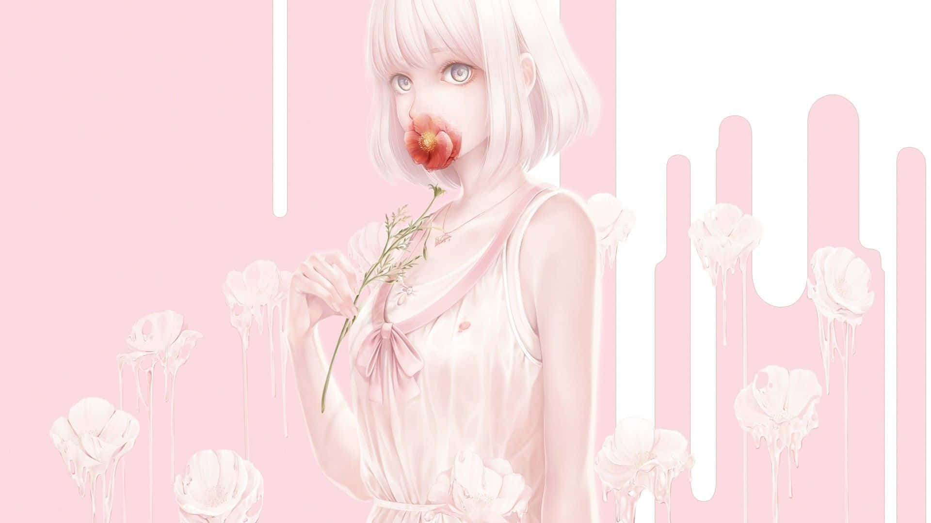 Aesthetic Pastel Pink Anime Girl Background