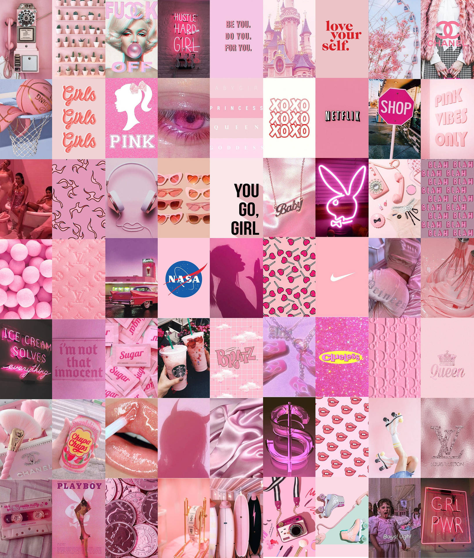 Aesthetic Pastel Pink Collage Background