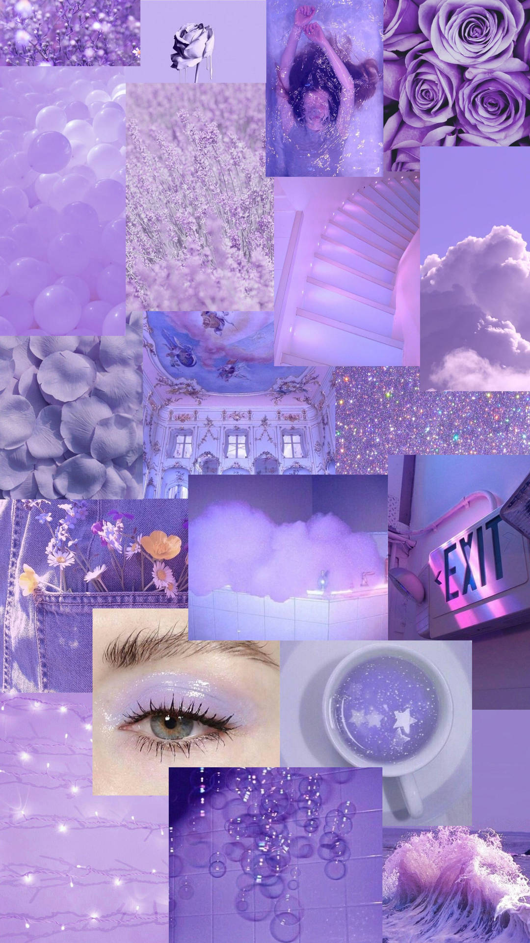 Aesthetic Pastel Purple Collage Art Background