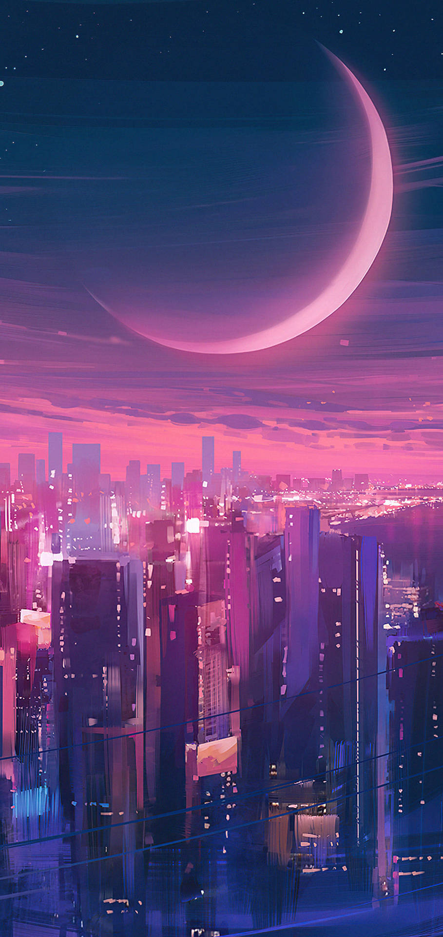 Aesthetic Phone City View Painting Background