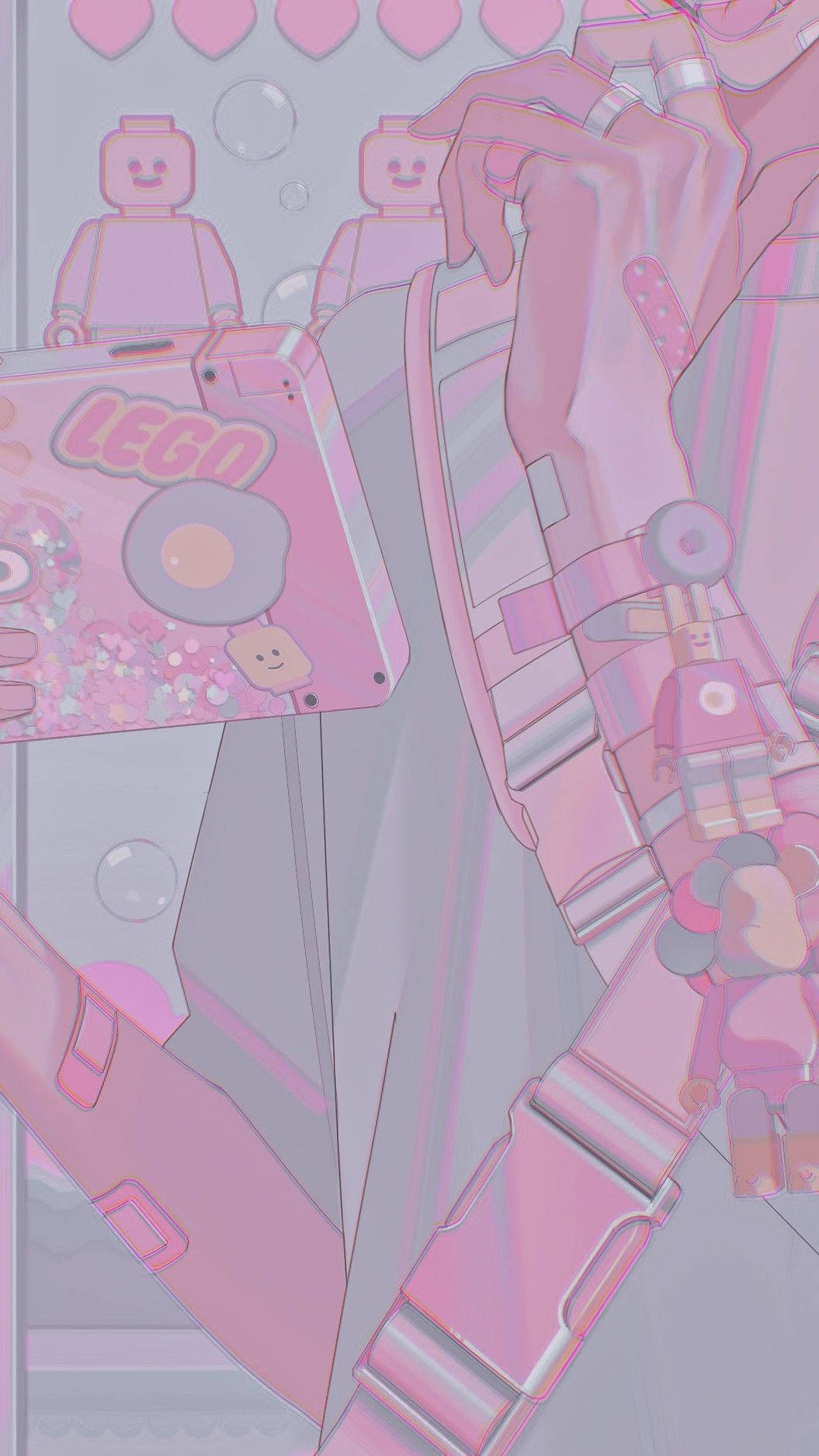 Aesthetic Pink Anime Boy Game Console Background