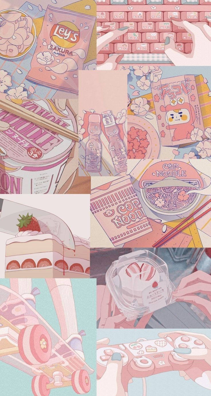 Aesthetic Pink Anime Food And Hobbies