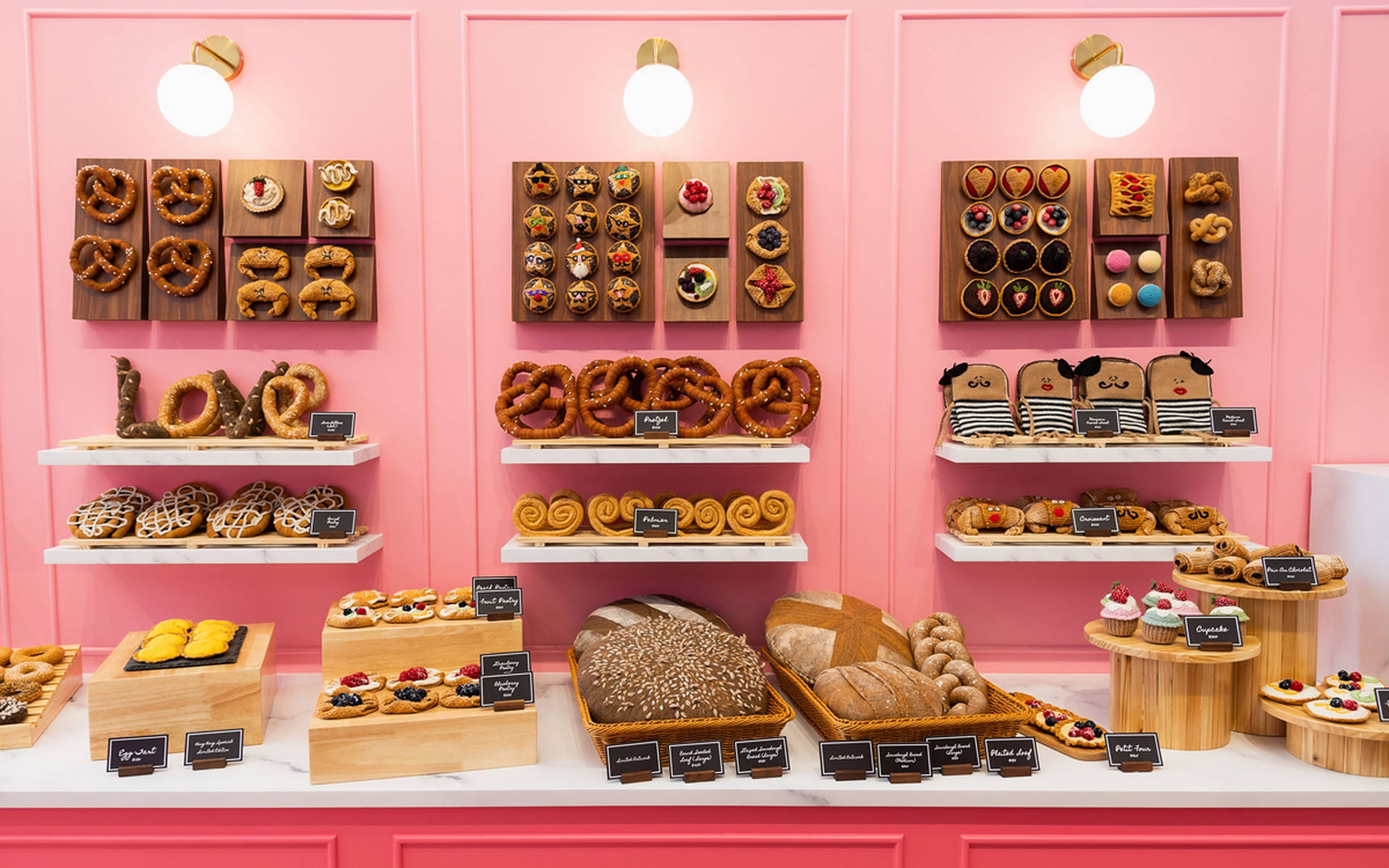 Aesthetic Pink Bakery Stand Background