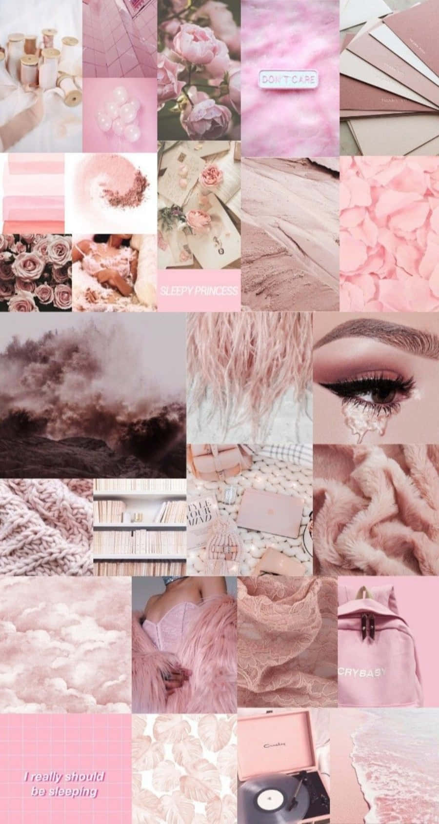 Aesthetic Pink Collage Abstract Shapes Background