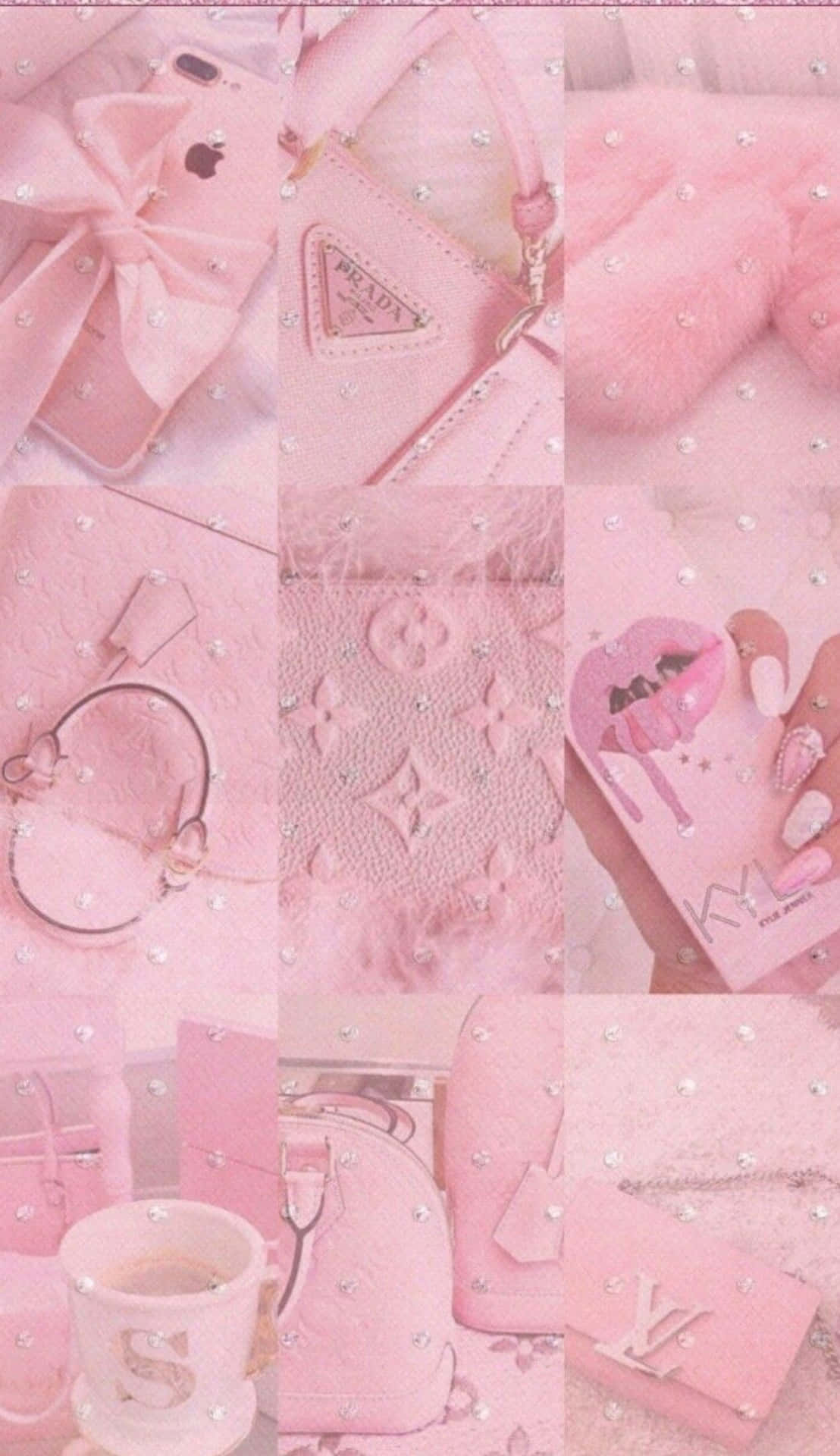 Aesthetic Pink Collage Of Designers Bags Background