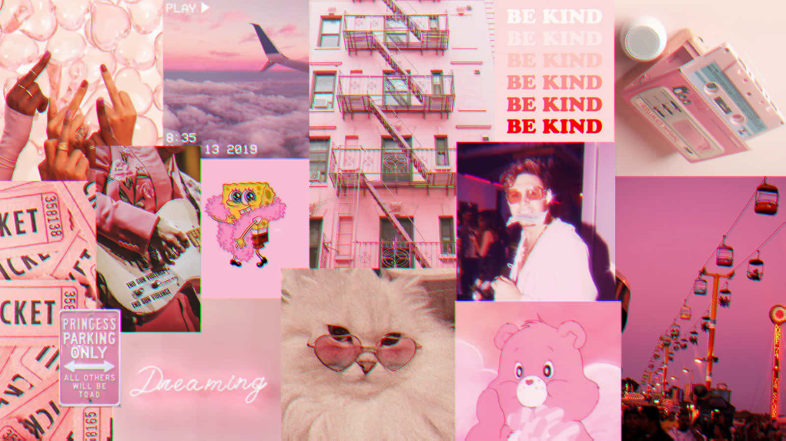 Aesthetic Pink Collage Of Retro Guy