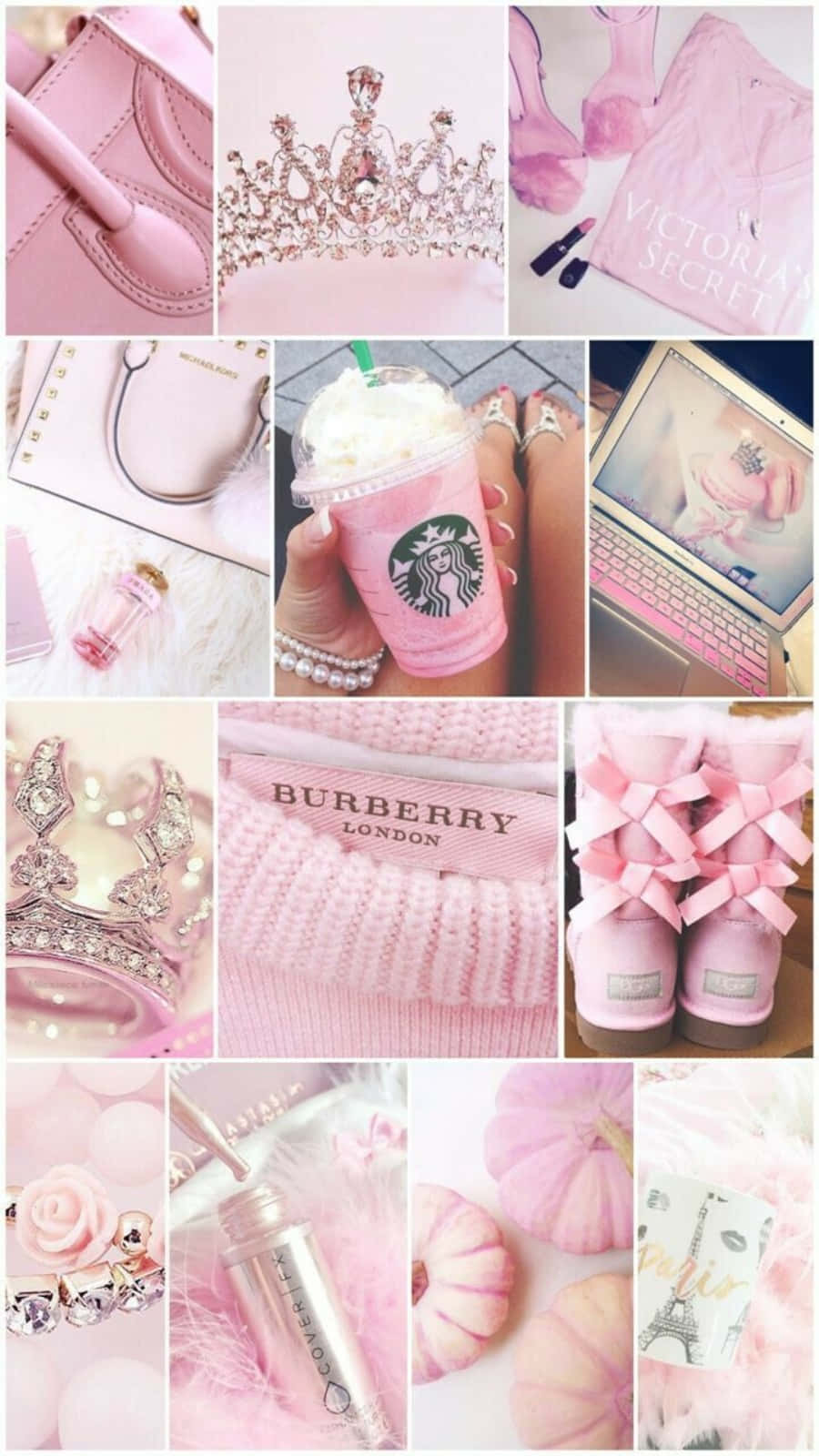 Aesthetic Pink Collage Of Starbucks Frappe Background
