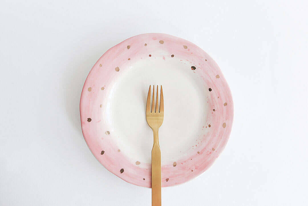Aesthetic Pink Desktop Fork And Plate Background
