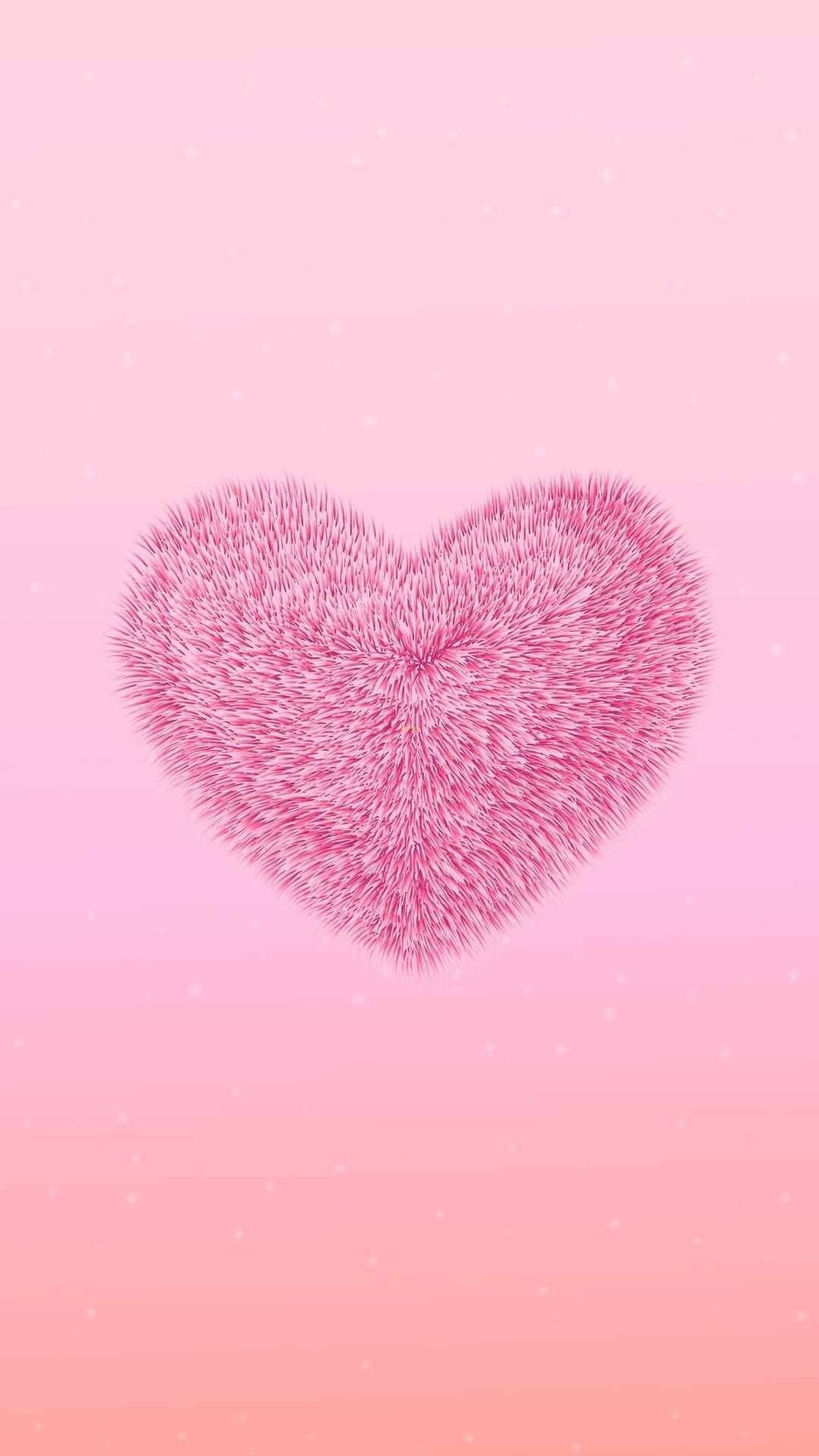 Aesthetic Pink Iphone Fluffy Heart Background