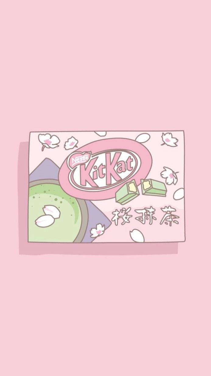 Aesthetic Pink Iphone Matcha Kitkat Background