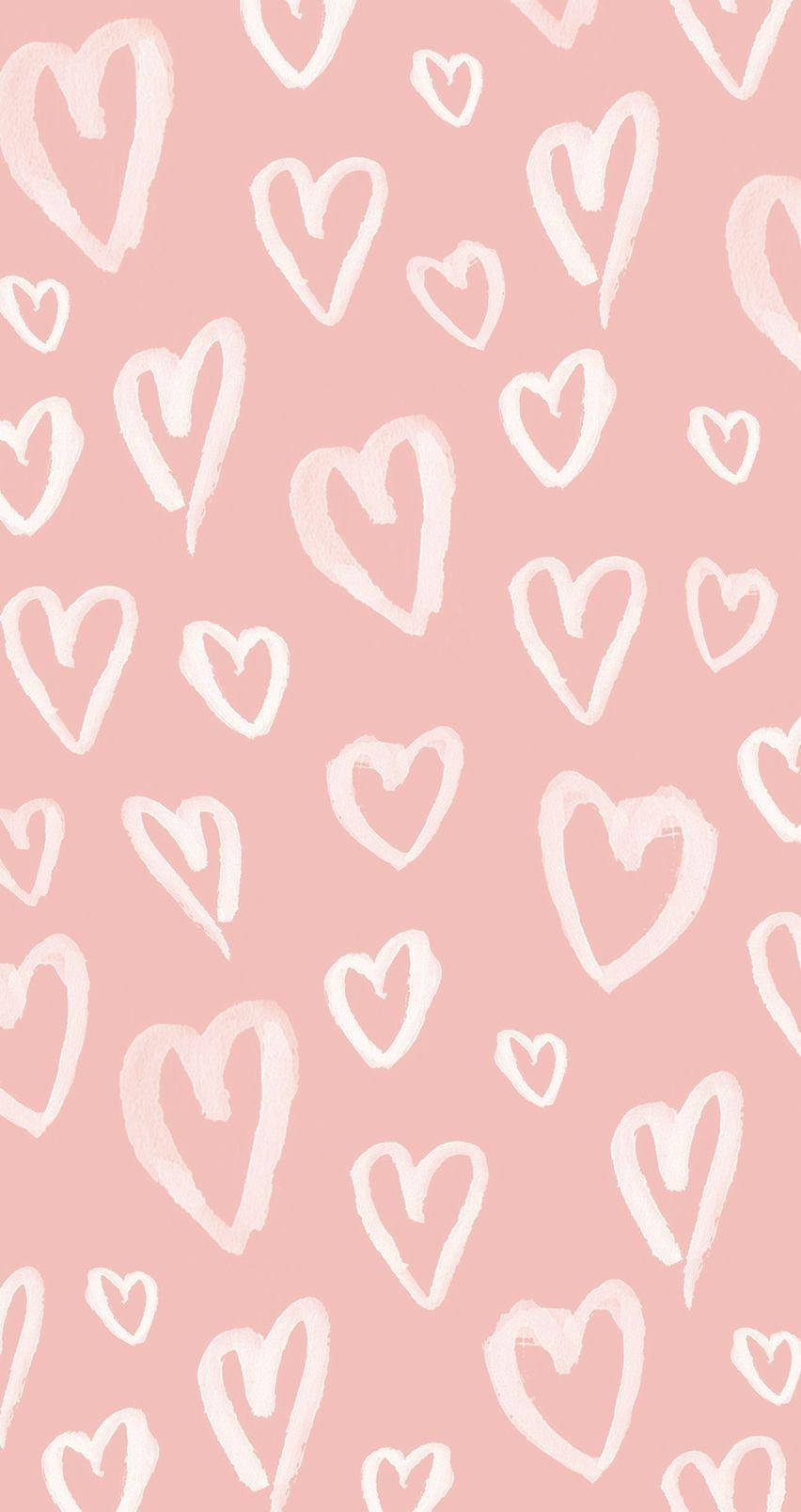 Aesthetic Pink Iphone White Hearts Background