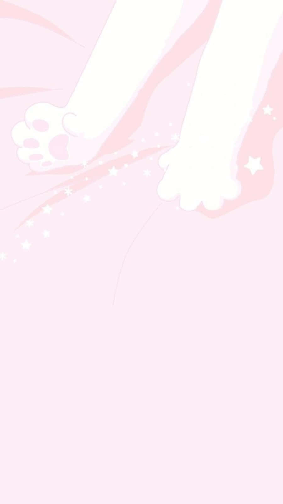 Aesthetic Pink Kawaii Cat's White Paws