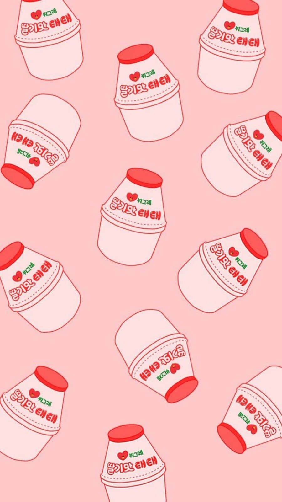 Aesthetic Pink Kawaii Cultured Strawberry Milk Background