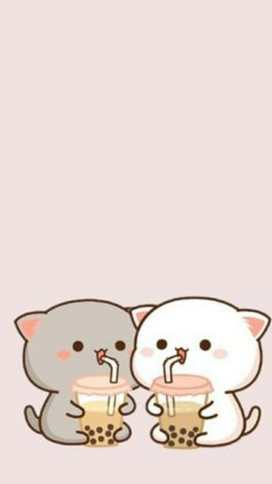 Aesthetic Pink Kawaii Gray And White Kittens