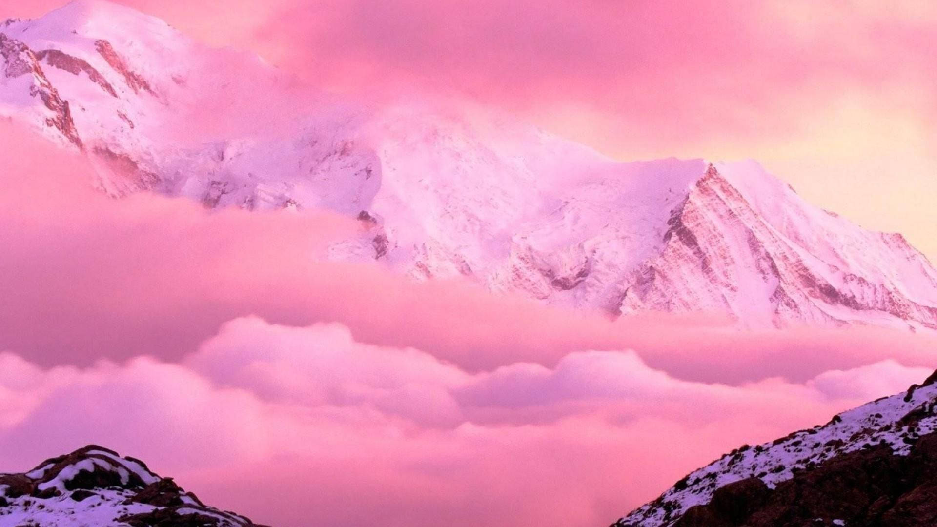 Aesthetic Pink Mountain Background