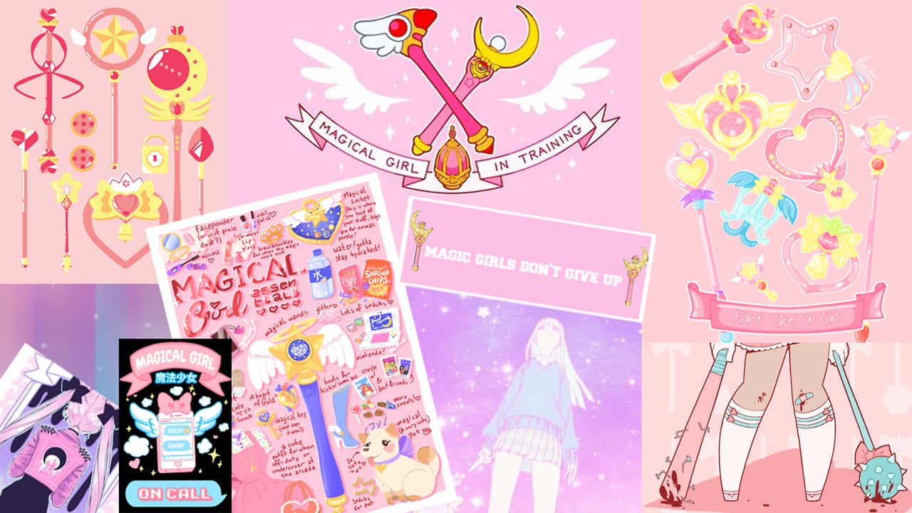 Aesthetic Pink Retro Laptop Background