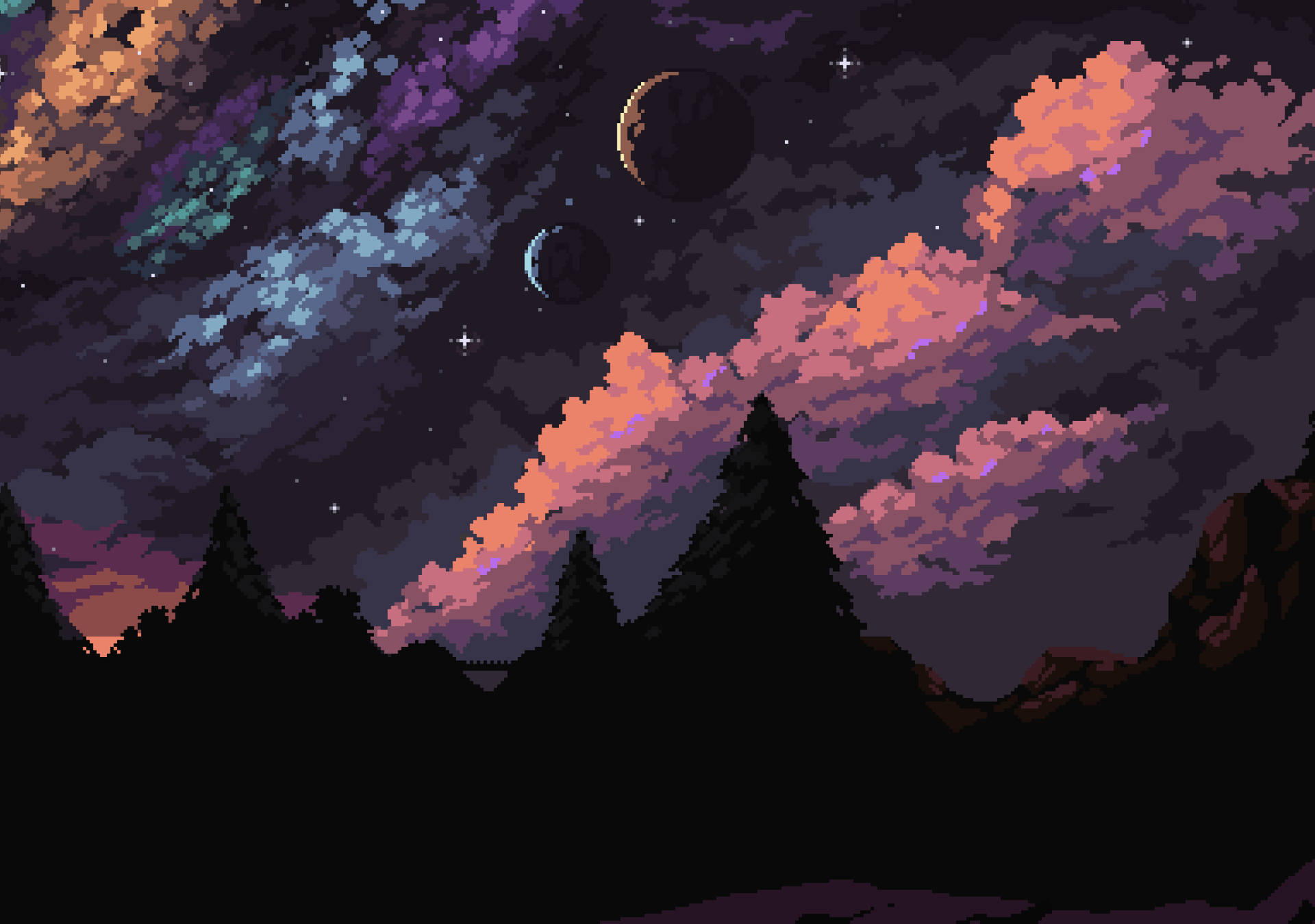 Aesthetic Pixel Art In High-definition Background