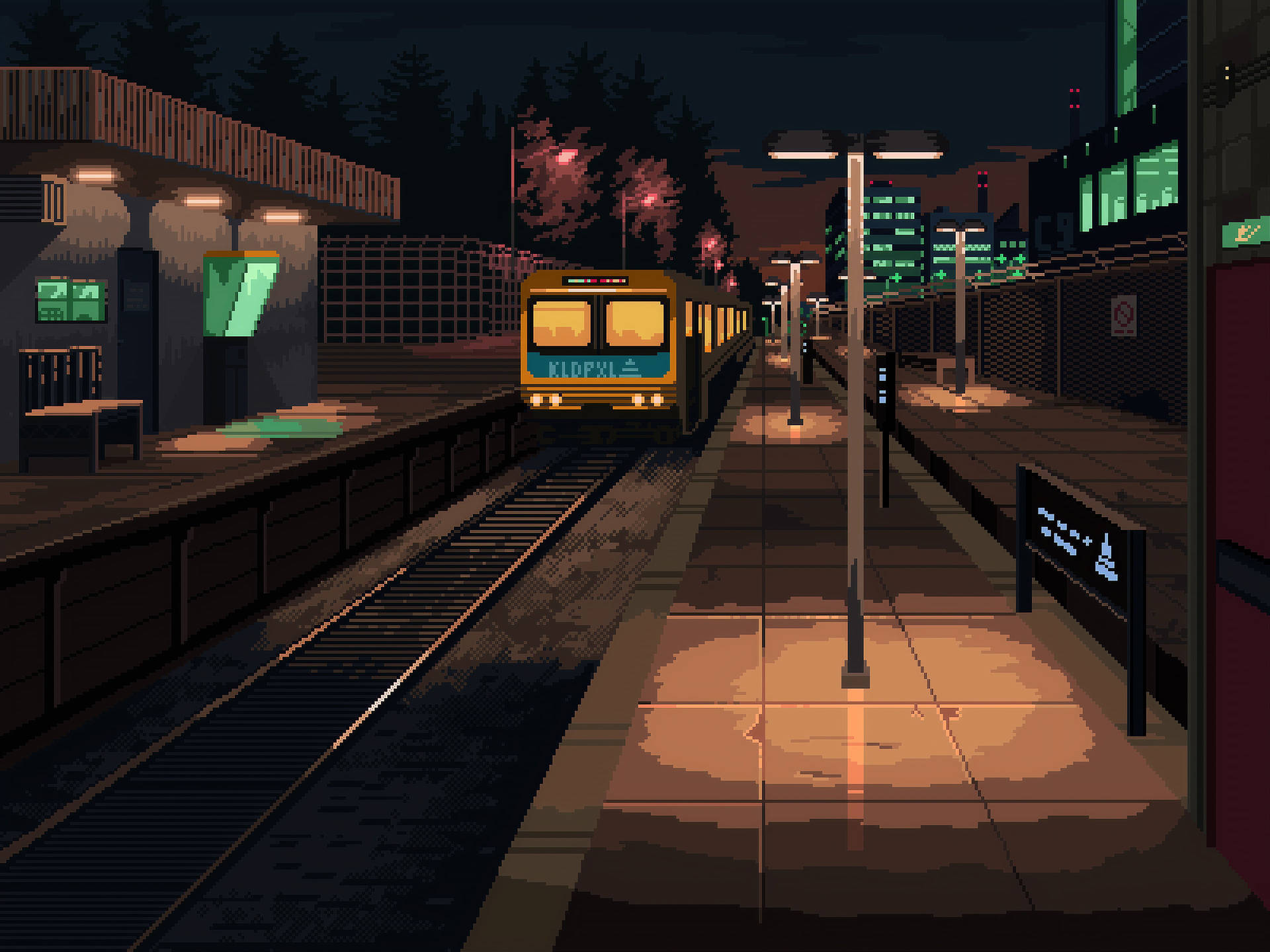 Aesthetic Pixel Art Of A Train Station