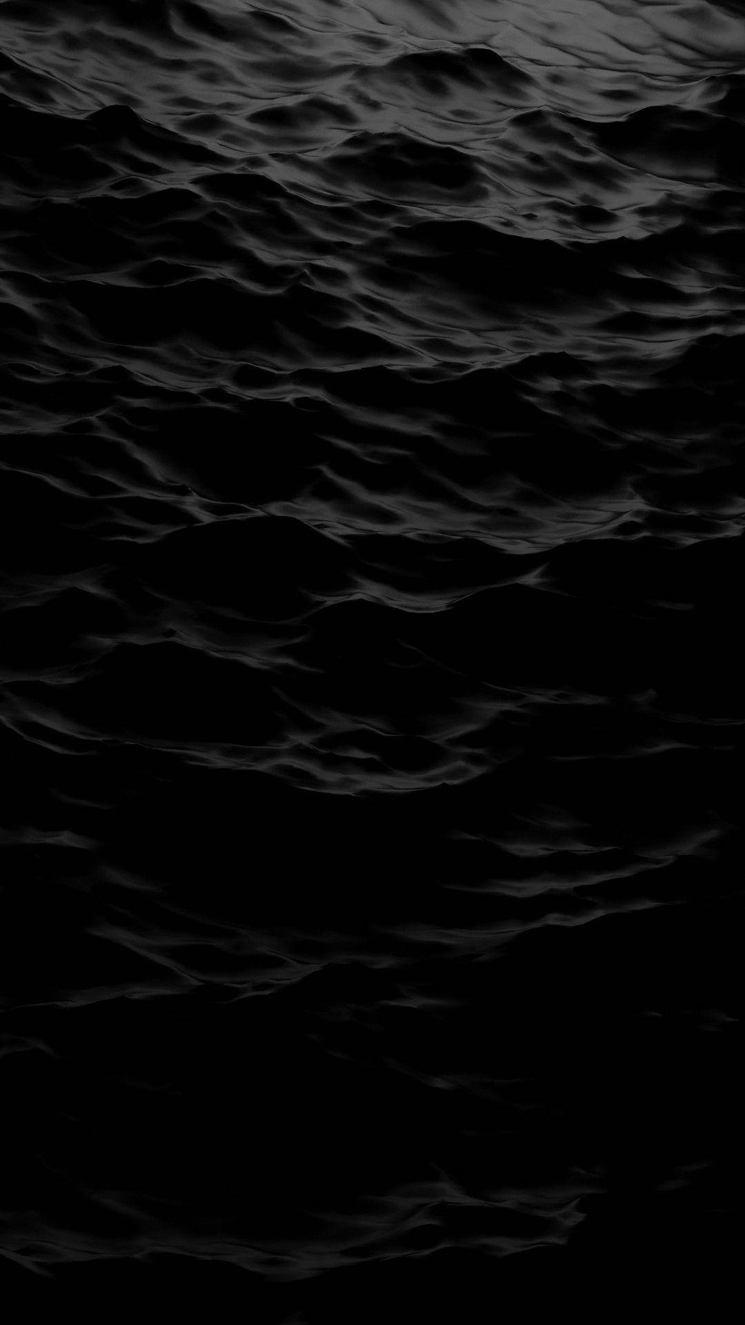 Aesthetic Pure Black Waves Of Water Background
