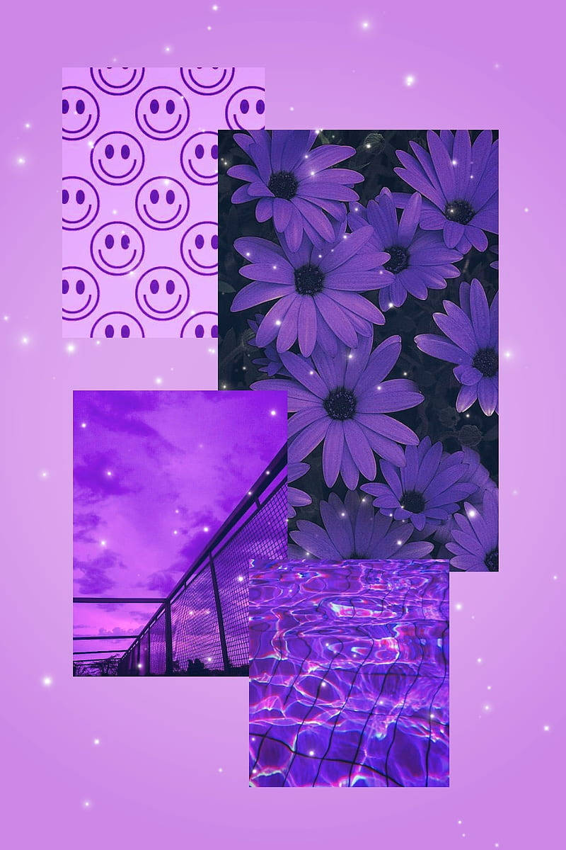 Aesthetic Purple Flower Photo Collage Background