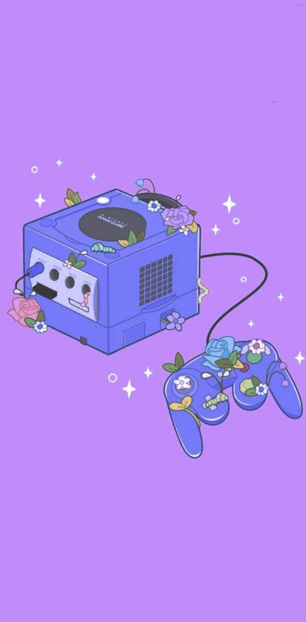 Aesthetic Purple Gaming Console Mobile Background