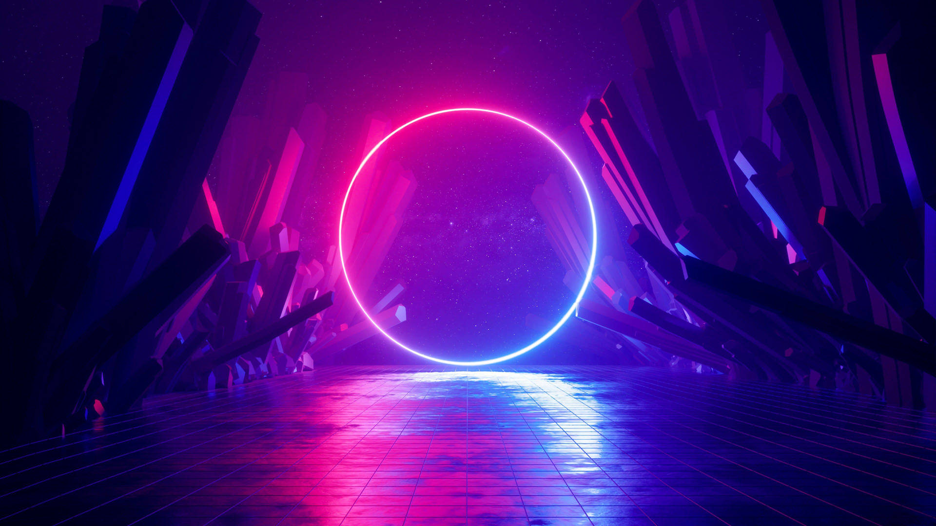 Aesthetic Purple Neon Computer Generated Circle Background