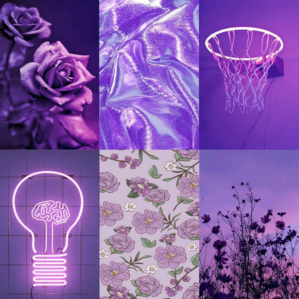 Aesthetic Purple Rose Collage Background