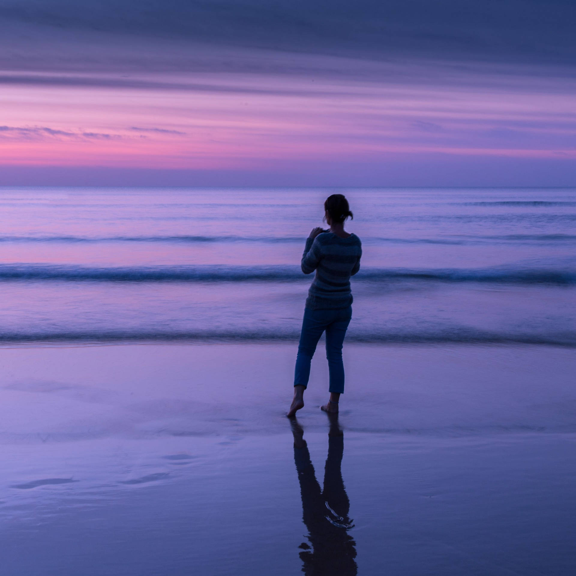 Aesthetic Purple Woman Beach Background