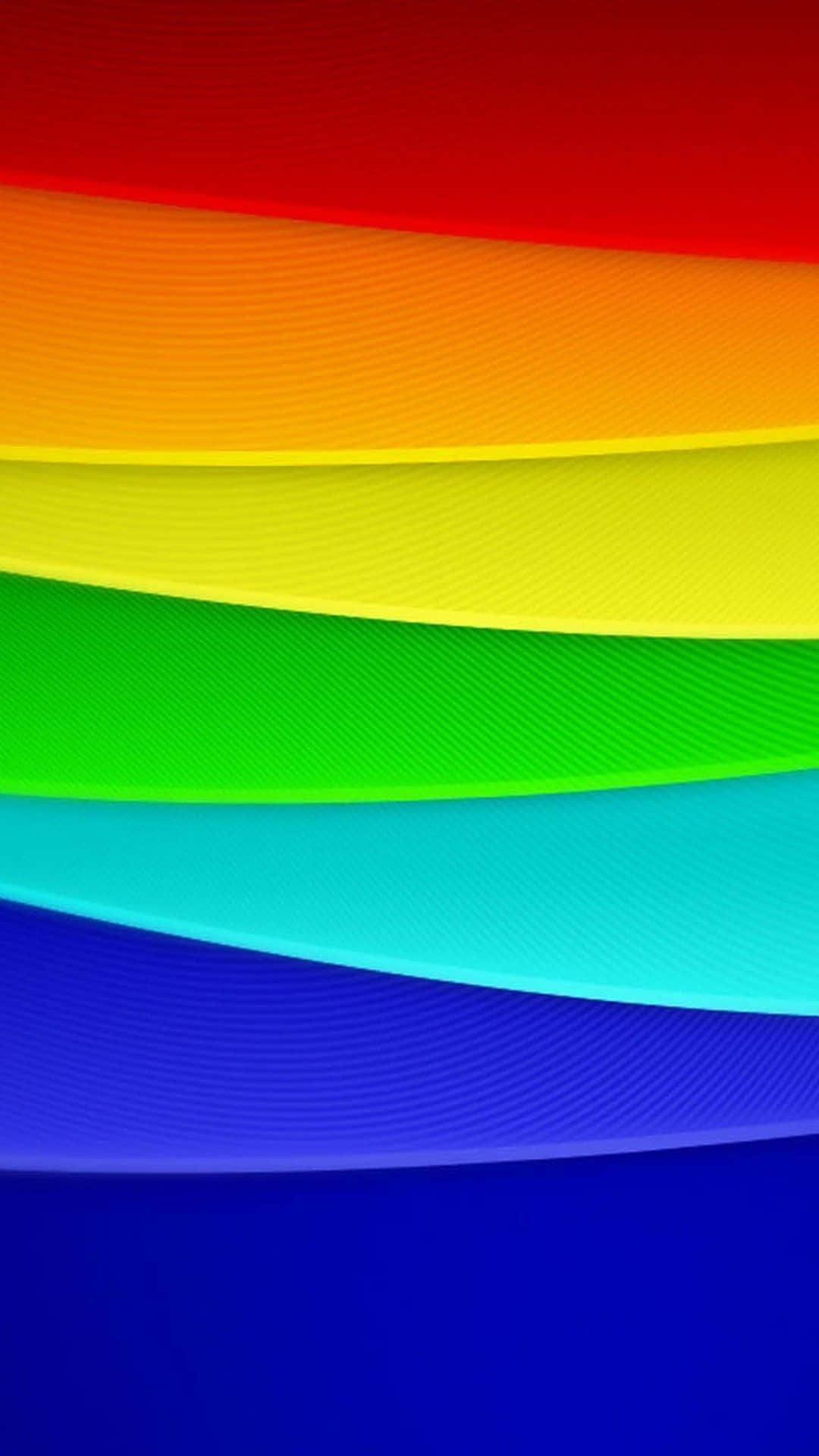 Aesthetic Rainbow Mobile With Triangular Stripes Background