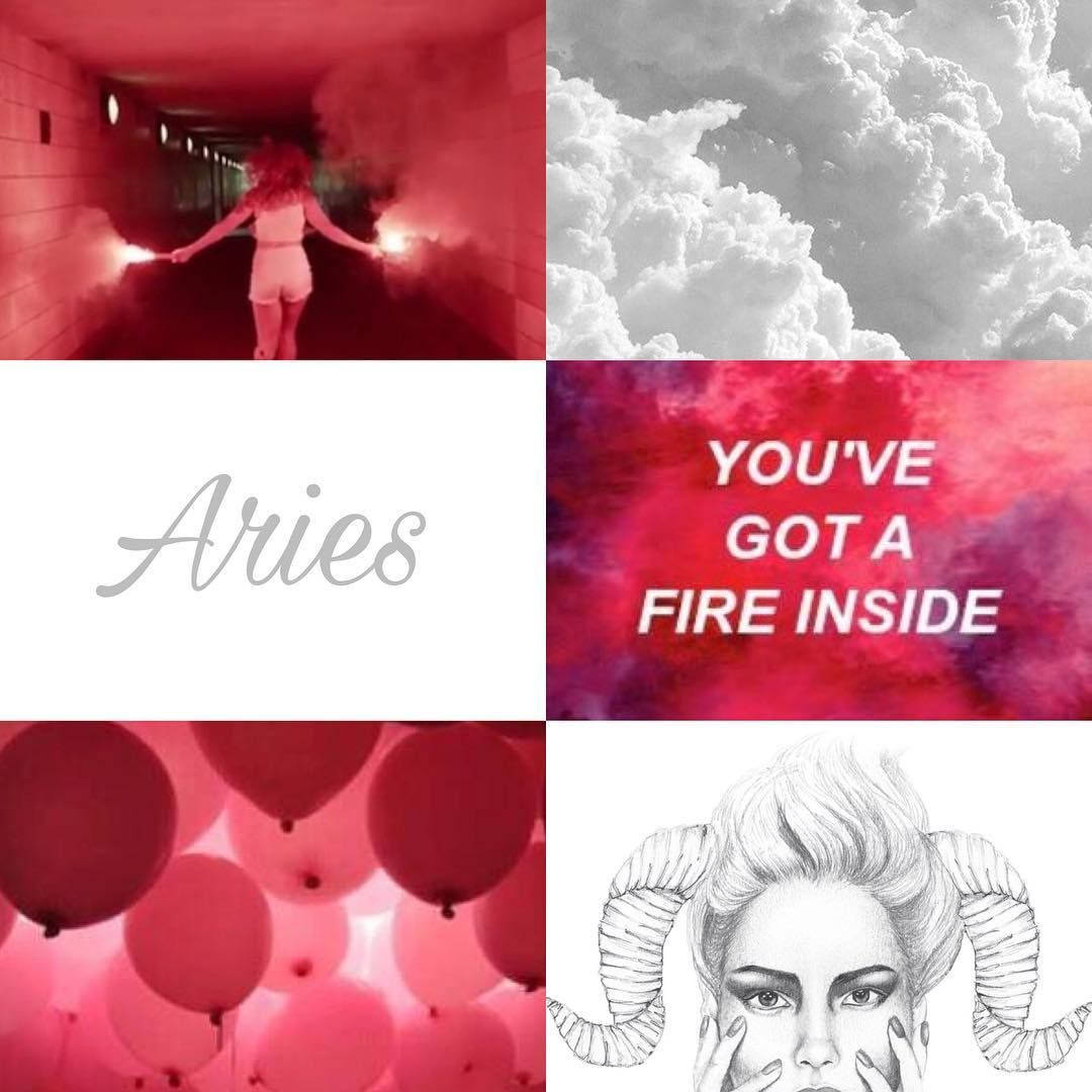 Aesthetic Red And White Aries Astrology