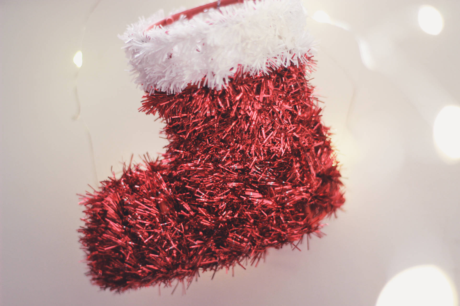 Aesthetic Red Christmas Sock Background