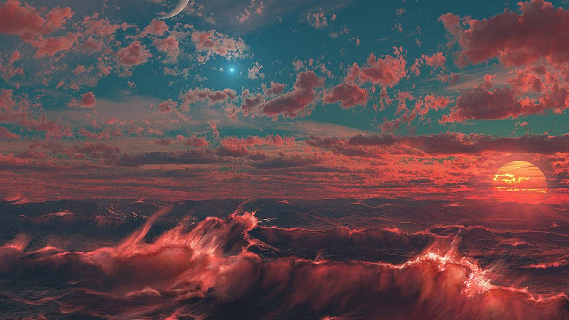 Aesthetic Red Cloud Background
