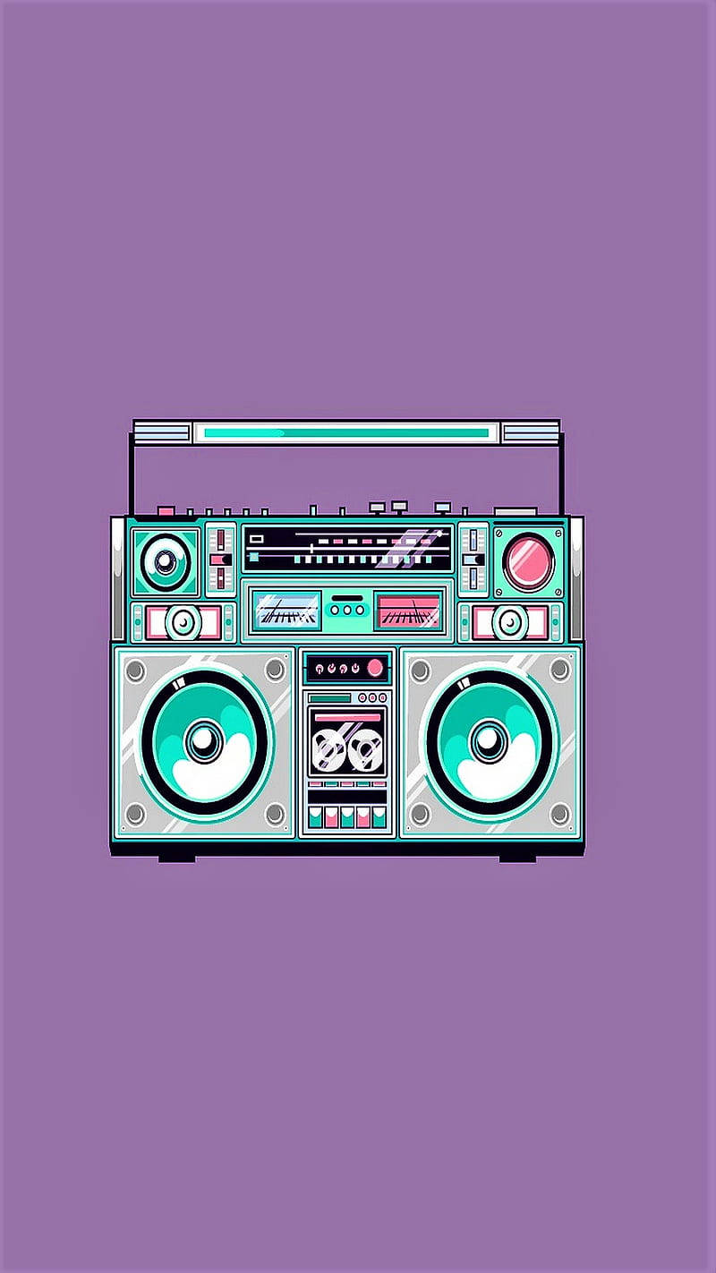 Aesthetic Retro Boombox With Vibrant Colors Background