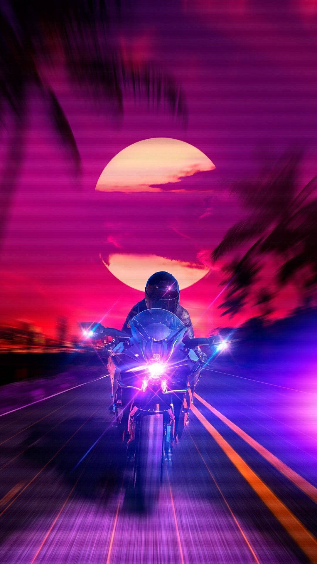 Aesthetic Retro Motorcycle Rider Background