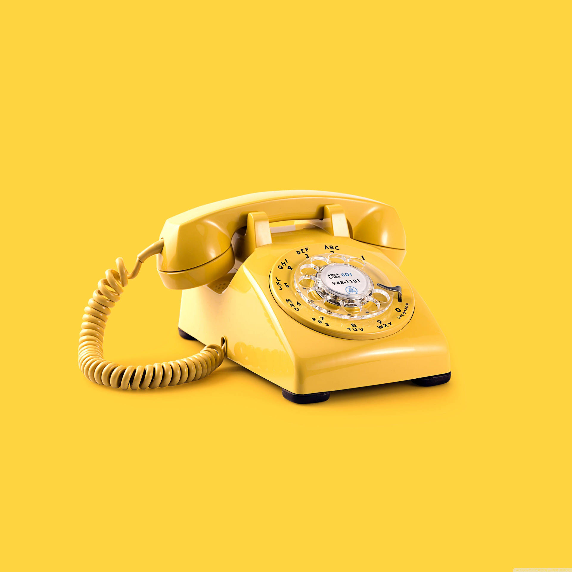 Aesthetic Retro Yellow Telephone Background
