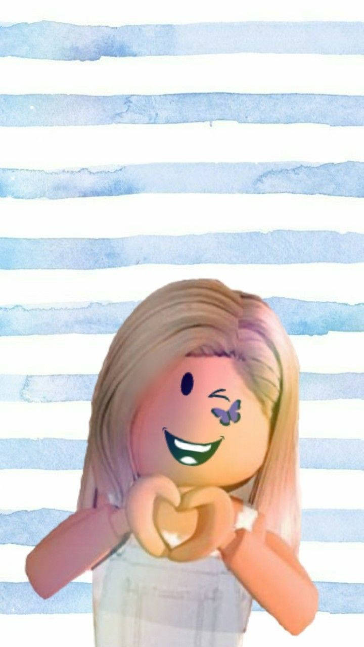 Aesthetic Roblox Girl Doing A Heart Background